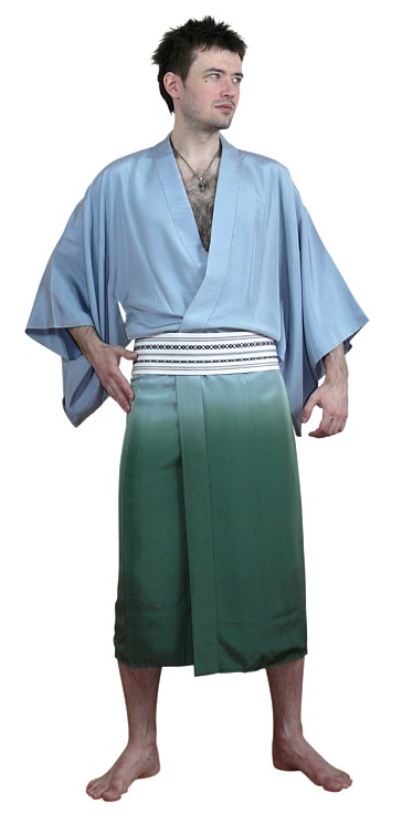 японское мужское кимоно из шелка с рисунком на спине, 1930-е гг.