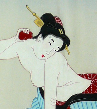 японский эротический рисунок на мужском кимоно, 1930-е гг.