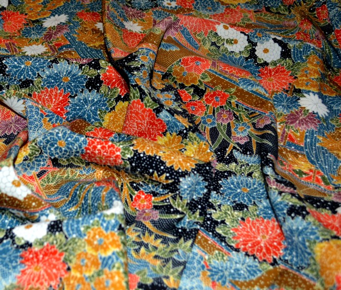дизайн ткани японского женского кимоно, винтаж, 1930-е гг.