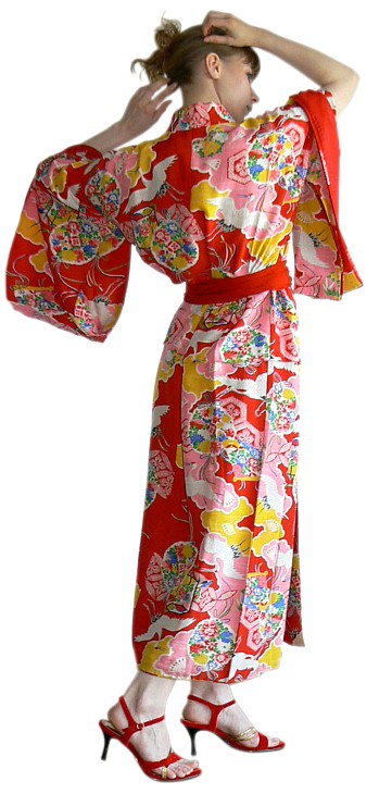 японское традиционное кимоно из шелка, 1930-е гг.