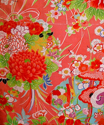 рисунок ткани японского кимоно, шелк