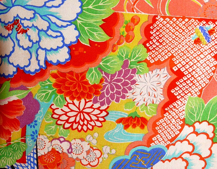 рисунок ткани японского старинного шелкового кимоно