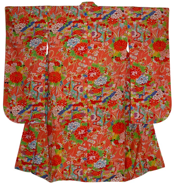 японское старинное кимоно из шелка