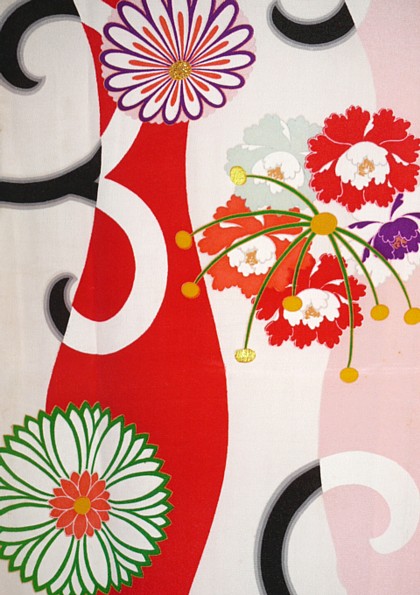 деталь рисунка ткани японского старинного кимоно
