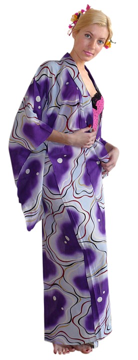 японское традиционное летнее кимоно, шелк, винтаж
