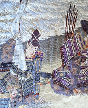 самурайский отряд, деталь рисунка на подкладке мужского старинного хаори