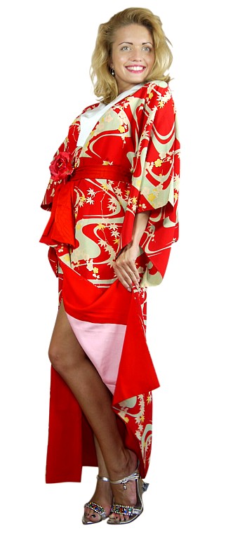 японское антикварное кимоно