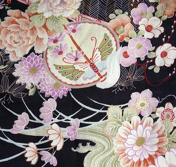 рисунок ткани японского антикварного кимоно