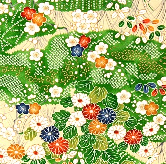 рисунок ткани японского шелкового женского  кимоно